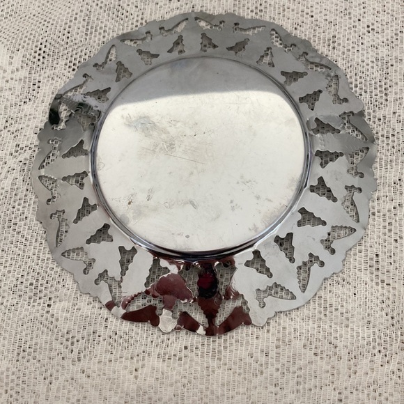 VTG Glass Relish Dish with Chrome Serving plate, Glass Butter Dish/Chrome plate - Picture 2 of 11